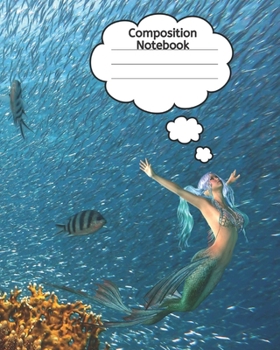 Paperback Composition Notebook: Mermaid and Fish College Ruled Line Paper, 102 Pages, 8 x 10 Book