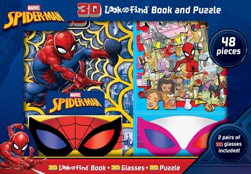 Hardcover Marvel Spider-Man: 3D Look and Find Book and Puzzle Book