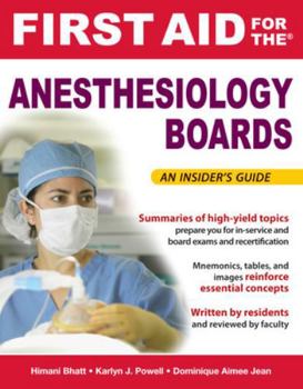 Paperback First Aid for the Anesthesiology Boards: An Insider's Guide Book