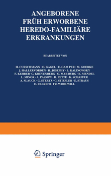 Paperback Angeborene, Früh Erworbene, Heredo-Familiäre Erkrankungen: Sechszehnter Band [German] Book