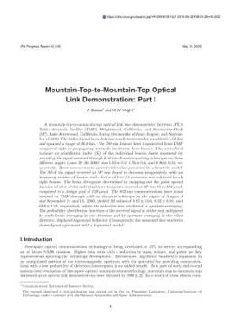 Paperback Mountain-Top-To-Mountain-Top Optical Link Demonstration. Part 1 Book