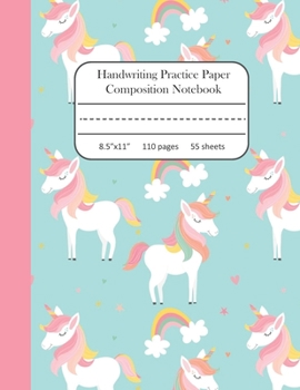 Paperback Handwriting Practice Paper Composition Notebook: Blank Writing Sheets with Dotted Midline for Kids size 8.5x11 inches Book