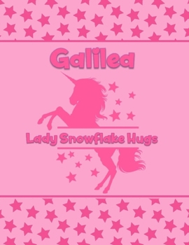 Paperback Galilea Lady Snowflake Hugs: Personalized Draw & Write Book with Her Unicorn Name - Word/Vocabulary List Included for Story Writing Book