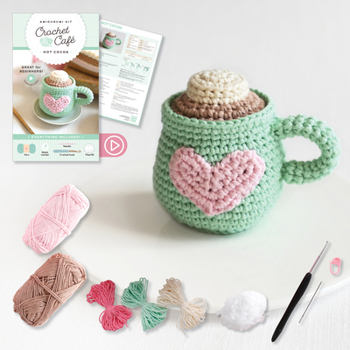 Misc. Crochet Cafe Amigurumi Kit Hot Cocoa: Everything You Need Is Included: 100%-Cotton Yarn, Crochet Hook, Stitch Marker, Tapestry Needle, Fiberfill, Step Book