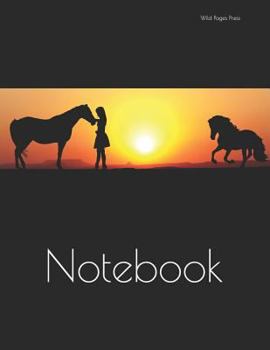Paperback Notebook: Sunset Horses Girl Nature Book