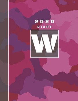 Personalised 2020 Diary Week To View Planner: A4  Letter W Pink Camo Camouflage  Organiser And Planner For The Year Ahead, School, Business, Office, Work, University