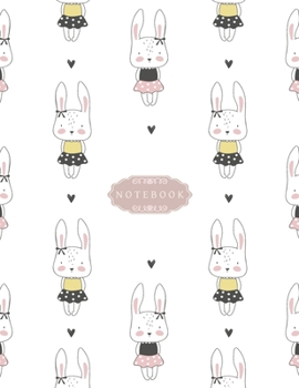 Paperback Notebook: Cute bunny Collection Cover Lined Journal Note Taking System for School and University - 8.5 x 11 - 110 College-ruled Book