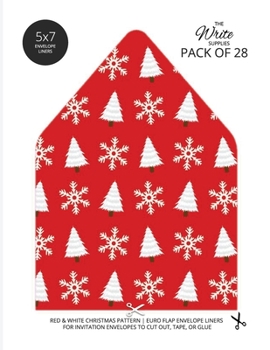 Paperback Christmas Pattern Envelope Liners Euro Flap 5x7 with Red & White Design: For Invitation Envelopes for Holidays, Birthdays, Weddings (28 Pack) Book