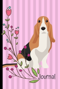 Journal: Gratitude Journal 6x9 100 Pages Basset Hound Dog Pink Cover