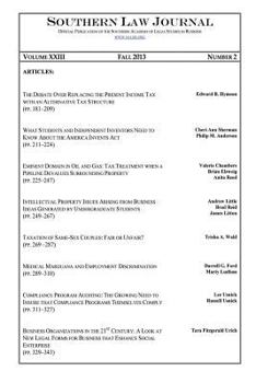 Paperback Southern Law Journal, Fall 2013 Book