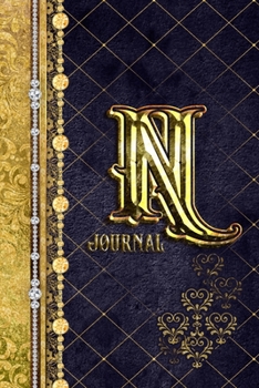 Paperback N Journal: Letter N Initial Monogram Lined Notebook - Elegant Diamond and Gold Print Book