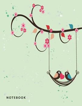 Notebook: Cute bird in love on green cover and Dot Graph Line Sketch pages, Extra large (8.5 x 11) inches, 110 pages, White paper, Sketch, Draw and Paint
