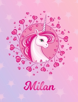 Milan: Milan Magical Unicorn Horse Large Blank Pre-K Primary Draw & Write Storybook Paper | Personalized Letter M Initial Custom First Name Cover | ... | Use imagination, create tales, be creative