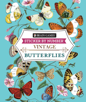 Paperback Brain Games - Sticker by Number - Vintage: Butterflies Book