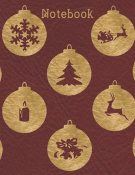 Notebook: Golden Decorative Christmas Ornaments - College Ruled, Medium Ruled Paper, Large Size to Meet Your Needs