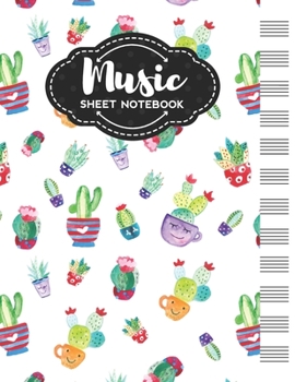 Paperback Music Sheet Notebook: Blank Staff Manuscript Paper with Funny Cactus Themed Cover Design Book