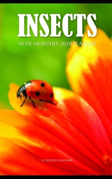 Paperback Insects Note Monthly 2020 Planner 12 Month Calendar Book