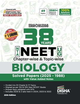 Disha Errorless 38 Years NTA NEET (UG) Chapter-wise & Topic-wise Biology PYQ (2025 - 1988) Book 20th Edition Solved Papers New NCERT Syllabus Errorless Biology NEET 2026 Value Added Notes