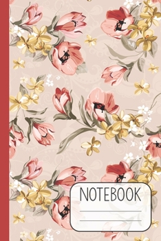 Notebook with Blossom Design on Salmon Pink Background: Pretty Lined Notebook (Journal / Diary) for Women