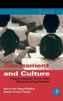 Hardcover Assessment and Culture: Psychological Tests with Minority Populations Book