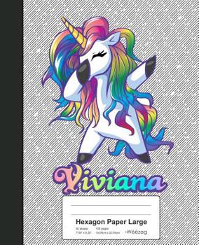 Paperback Hexagon Paper Large: VIVIANA Unicorn Rainbow Notebook Book
