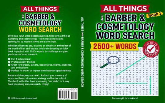 All Things Barber & Cosmetology Word Search: Certified Professional, Book 1, 8x10, 165 pages
