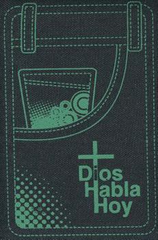 Paperback Holy Bible: Dios habla hoy Denim Bible with Deuterocanonical Books in Catholic Order, Zipper, Green Stitch Book