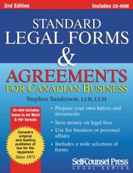 Paperback Standard Legal Forms and Agreements for Canadian Business: Prepare your own legal documents Book