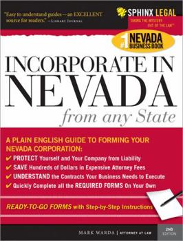 Paperback Incorporate in Nevada from Any State (Legal Survival Guides) Book