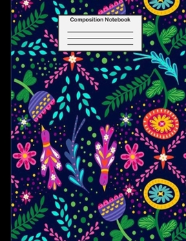 Paperback Composition Notebook: College Ruled - 8.5 x 11 Inches - 100 Pages - Birds & Flowers Design Book