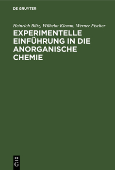 Hardcover Experimentelle Einführung in Die Anorganische Chemie [German] Book