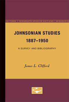 Paperback Johnsonian Studies, 1887-1950: A Survey and Bibliography Book