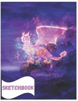Sketchbook: Cute Dragon Sketchbook for Adults/Children Mystic Creatures Lovers to Sketching, Whiting, Drawing, Journaling and Doodling Large (8.5x11 Inch.) 150 Blank Pages (BRIGHT PINK&PURPLE&BLUE Pat