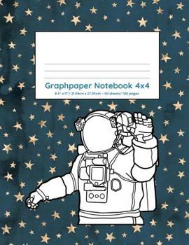 Paperback Graphpaper Notebook 4x4: Astronaut starry sky design 100 pages of graph paper with bigger squares for younger students Book