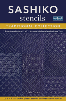 Misc. Supplies Sashiko Stencils, Traditional Collection: 9 Embroidery Designs 3" X 5", Accurate Stitches & Spacing Every Time Book