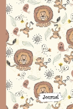 Journal: Lion Monkey & Flowers Diary with Blank Lined Notebook Paper