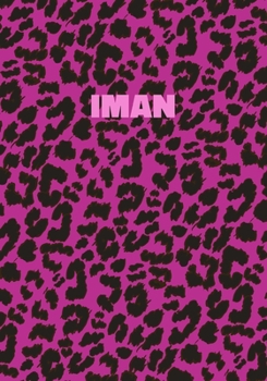 Paperback Iman: Personalized Pink Leopard Print Notebook (Animal Skin Pattern). College Ruled (Lined) Journal for Notes, Diary, Journa Book