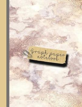 Graph paper notebook: Large sparkle glitter school or academic graph notebook for girls and women - Gold and dusky pink marble