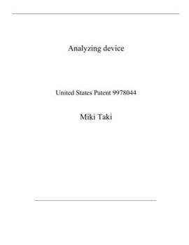 Paperback Analyzing device: United States Patent 9978044 Book