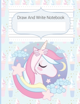 Paperback Draw And Write Notebook: Ice Cream & Unicorn Story Paper Notebook For Kids, Black & White Blank Handwriting & Sketch Notebook For Primary, Kind Book