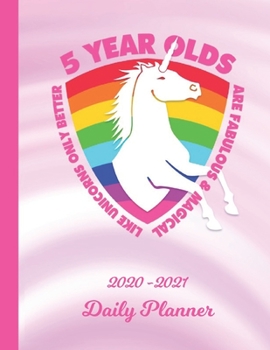 Daily Planner: 5 Year Old 5th B-Day Pink 1 Year Organizer (12 Months) | 2020 - 2021 Planning | I'm Five Appointment Calendar Schedule | 365 Pages for ... | Plan Each Day, Set Goals & Get Stuff Done