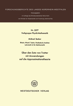 Paperback Über den Satz von Trotter mit Anwendungen auf die Approximationstheorie [German] Book
