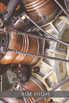 Airplane Bronze Engine Aim High Collection Travel Lined Journal, Volume 12,  College Ruled Notebook, Softcover Writing Notepad Gift, 120 Pages