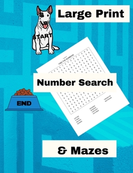 Paperback Large Print Print Mazes & Number Search: Brain stimulating puzzles for seniors and smart kids. Book