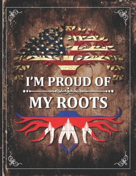 Im Proud of My Roots: Vintage Cambodia and American Flag Personalized Gift for Coworker Friend  Undated Planner Daily Weekly Monthly Calendar Organizer Journal