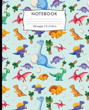 Paperback Notebook: Prehistoric colorful dino pattern Hand Writing Paper. 100 pages handwriting book 7.5 x 9.25 inches for practice writin Book