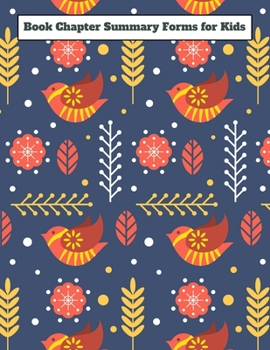 Paperback Book Chapter Summary Forms for Kids: A guided tool to help retain what you've read - Scandinavian Red Bird Design Book