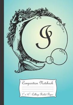 Composition Notebook: Personalized Monogram Initial I Notebook With Mermaid And Crystal Ball Cover.