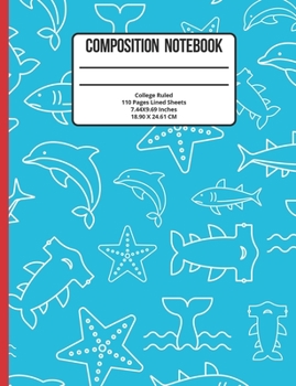 Paperback Composition Notebook College Ruled: Shark 110 Pages Book