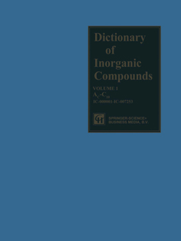 Paperback Dictionary of Inorganic Compounds: Volume One Book